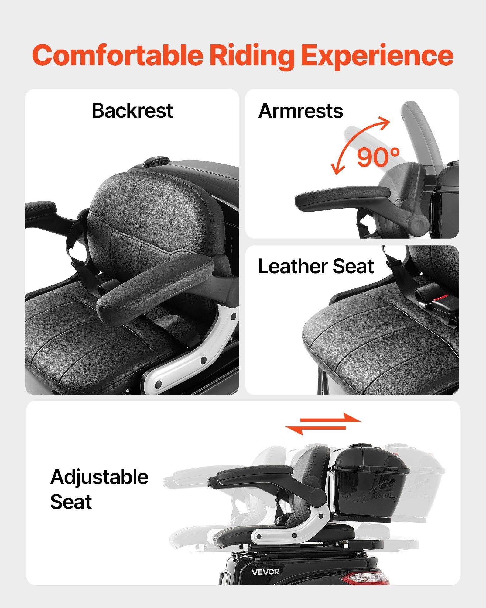 Heavy Duty 3-Wheel Mobility Scooters For Seniors & Adults, 500lbs Capacity, 21.5 Miles 3-Speed Long Range, 1000W All Terrain Electric Recreational Scooter Wheelchair, 20° Max Climbing Capacity