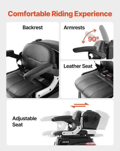 Heavy Duty 3-Wheel Mobility Scooters For Seniors & Adults, 500lbs Capacity, 21.5 Miles 3-Speed Long Range, 1000W All Terrain Electric Recreational Scooter Wheelchair, 20° Max Climbing Capacity
